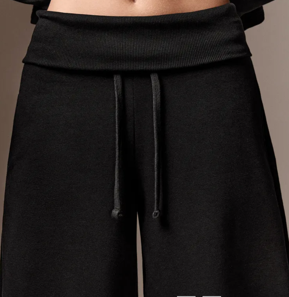 trousers with fold-over waist black