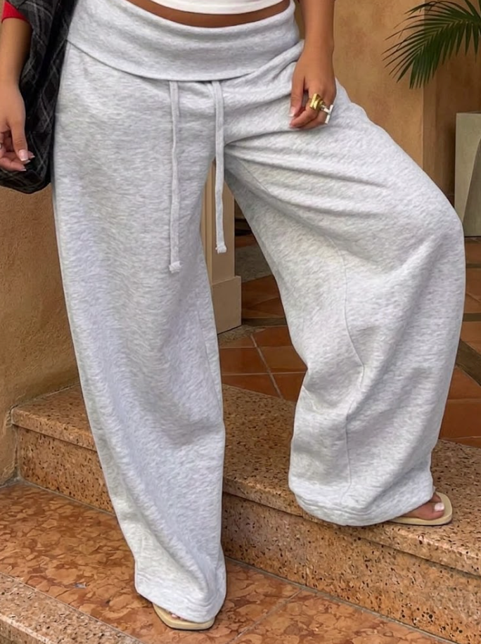 trousers with fold-over waist